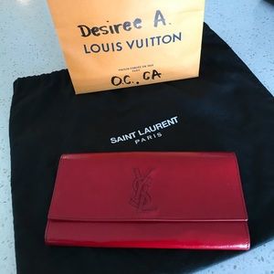 YSL red Paten leather clutch